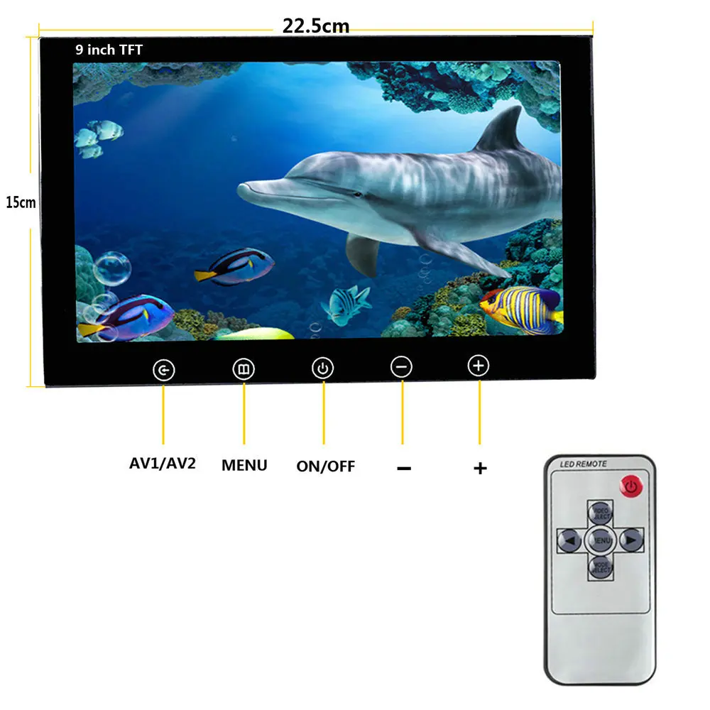 50m 360 Degree Rotating Underwater Fishing Camera Fish Finder with 9 inch Color IP68 Waterproof 38 LEDs