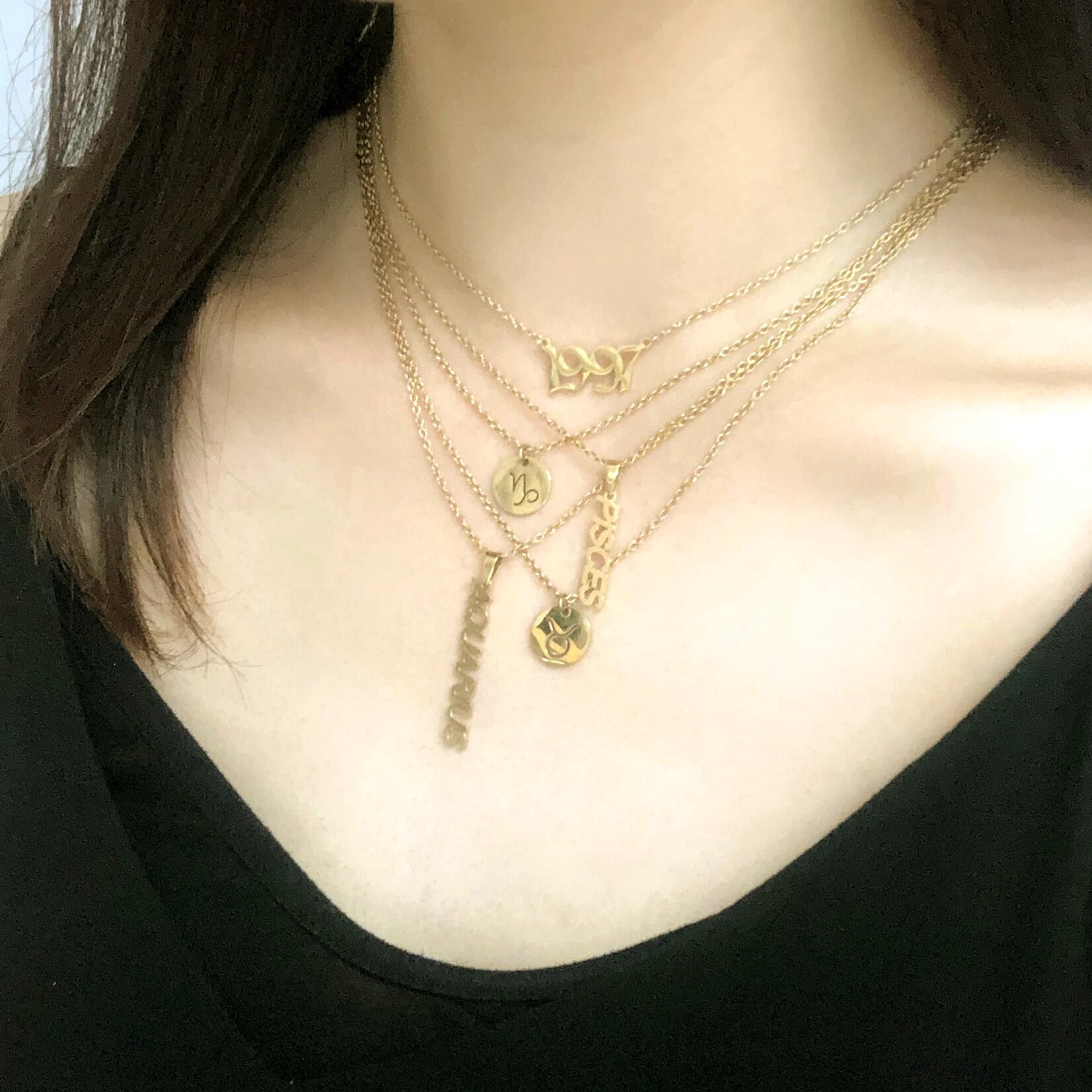 1990-2000 birth year 14K gold  Stainless Steel Chain Arabic Number charm Pendant Necklace