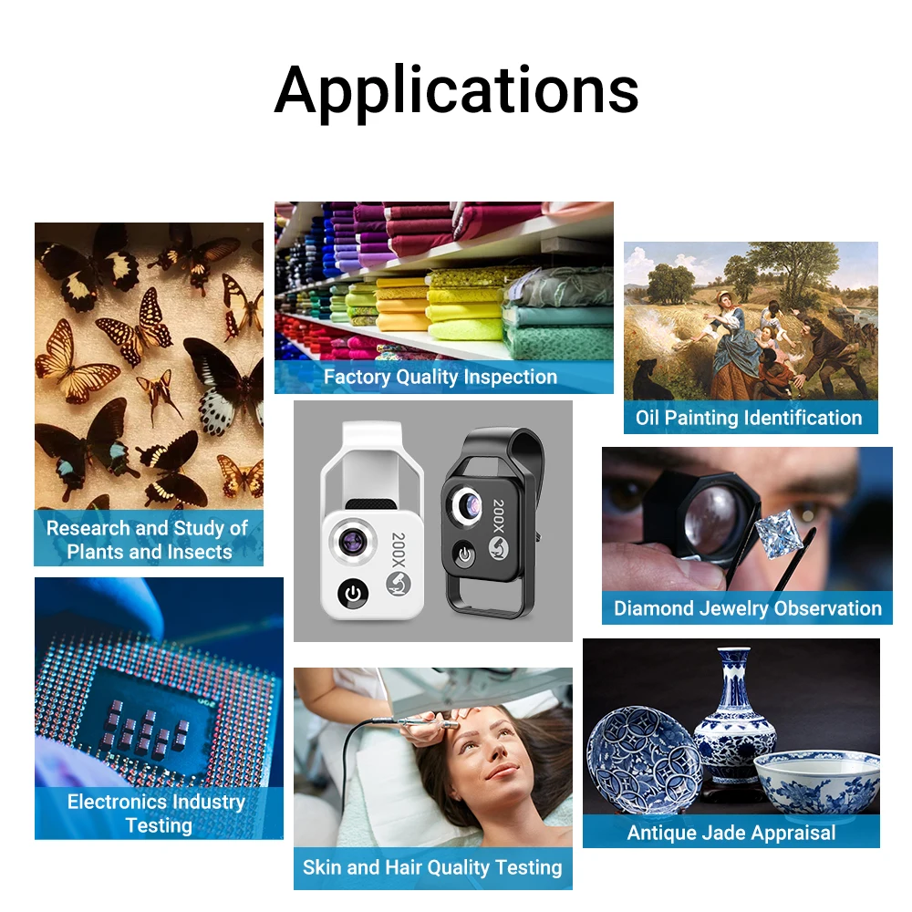 Universal 200X Optical Zoom Magnifier Micro Mobile Phone lens Microscope Macro camera USB lens For iPhone