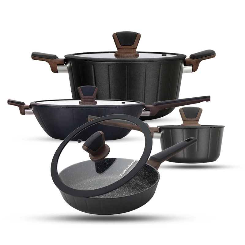 Pots sets nonstick die cast aluminum cookware set cooking kitchen pots and pans
