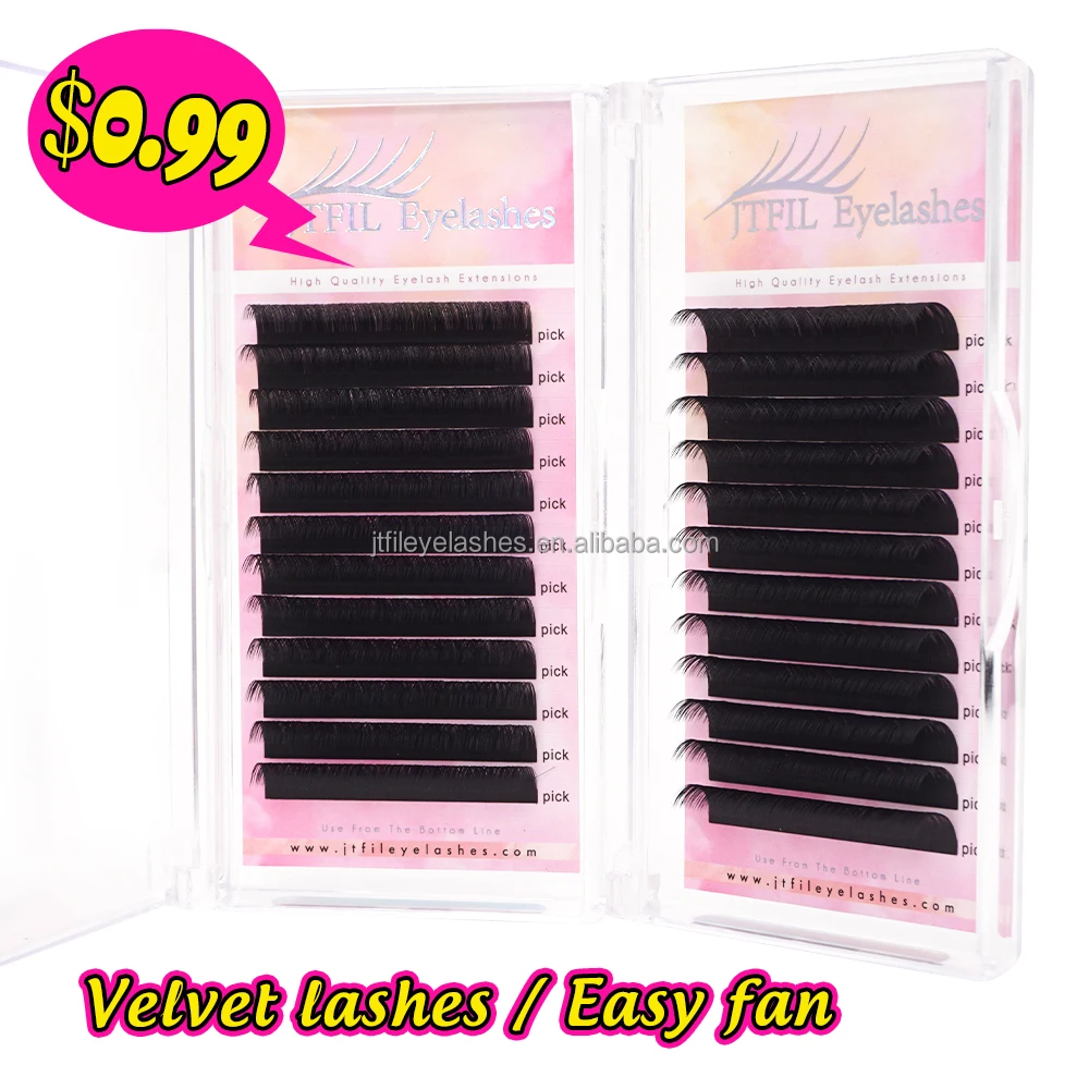 Handmade Russian Volume black cashmere lash Private Label C D Cc Dd Curl easy fan lash extension trays