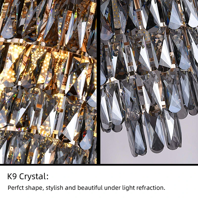 MEIYUN Indoor Black Crystal Pendant Light Wholesale Decorative Modern Wedding K9 Crystal Chandelier Light