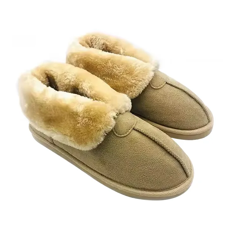 Женские ботинки из микро-замши с воротником искусственного меха