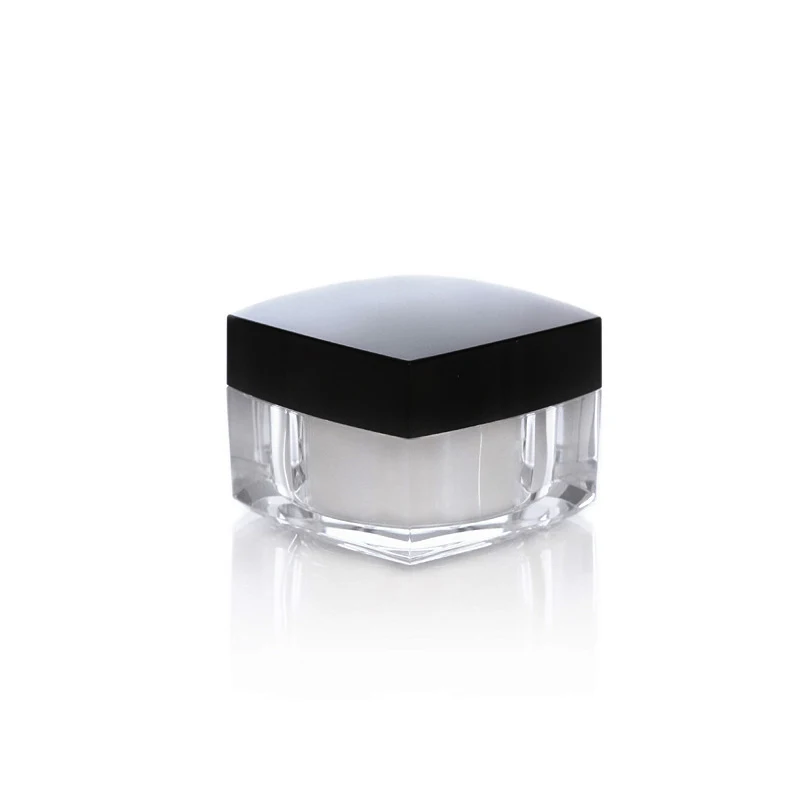 50ML Acrylic Jar Square Shape Body Butter Container Black White Double Layer Cosmetic Eye Cream Powder Lipstick Jars Packaging