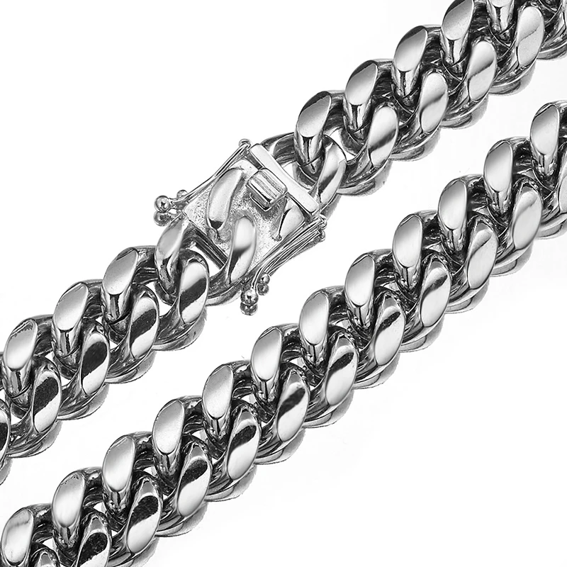 Acier Inoxydable Cadena Cubana Titanium Stainless Steel Cuban Link Chain