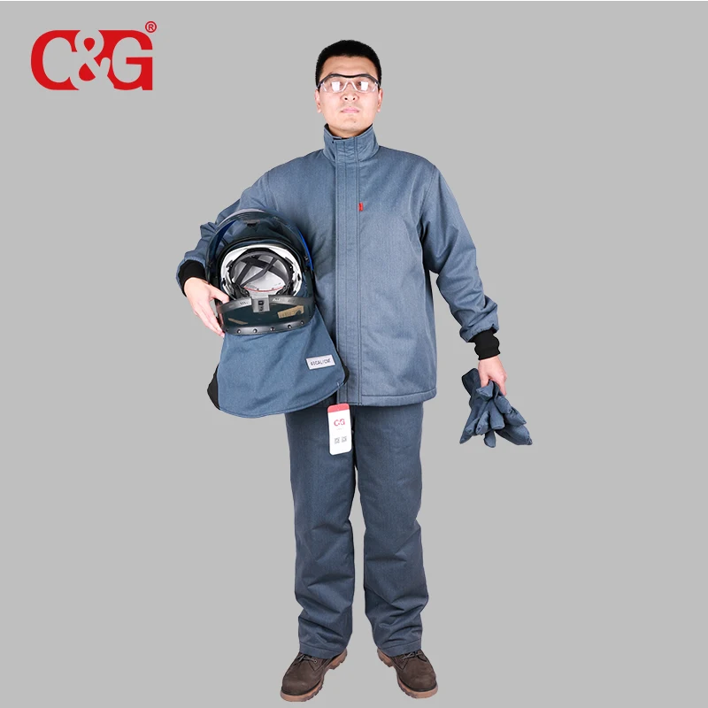Industry  electric navy blue color 40 cal arc flash suit