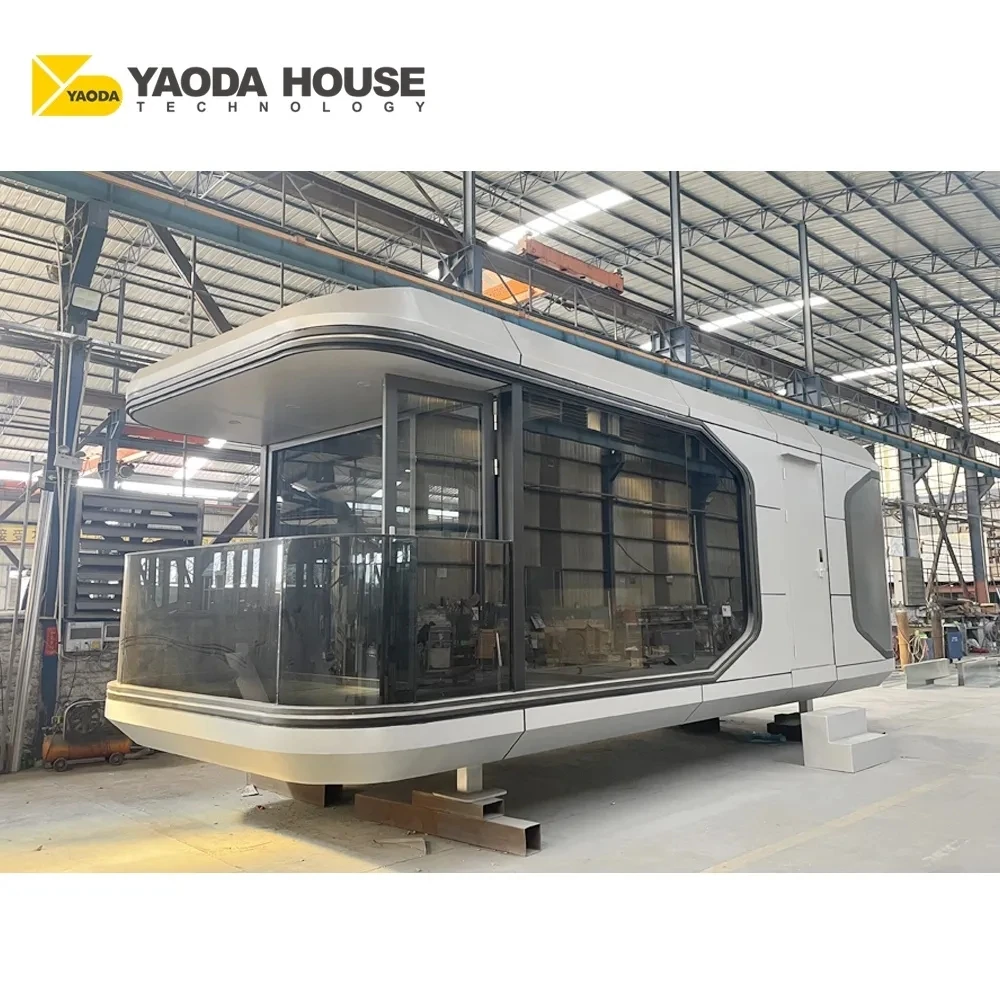 Modern space capsule container hotel glass wall prefab modular container home