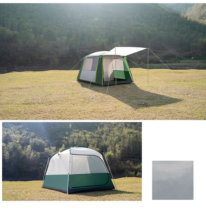 Two Bedroom One Living Room Large Size Canvas Big Family Outdoor Camping Tent For 12 Persons