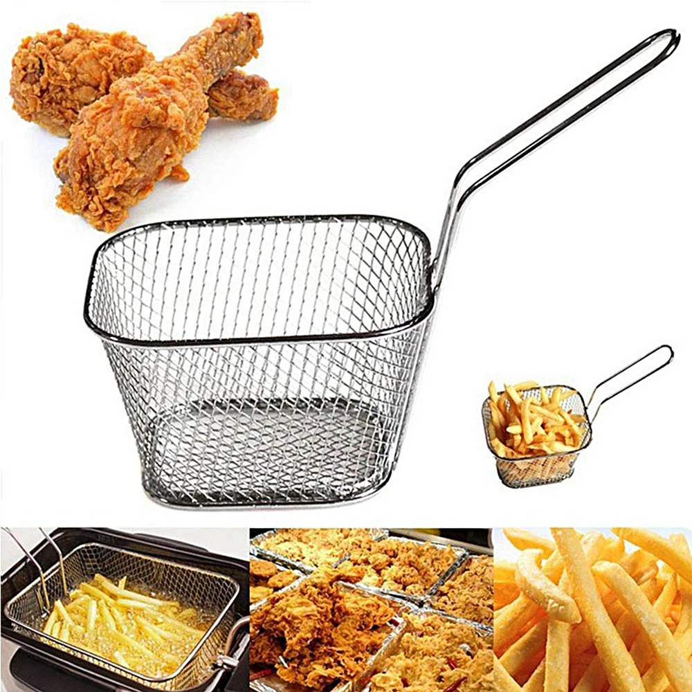 Restaurant Home Kitchen Iron Mesh French Fry Basket French Chip Serving Strainer/Colander for Frying Food in Oil