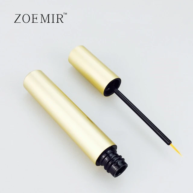 Aluminum eyeliner tube container golden liquid eyeliner bottle with nylon brush make your own brand