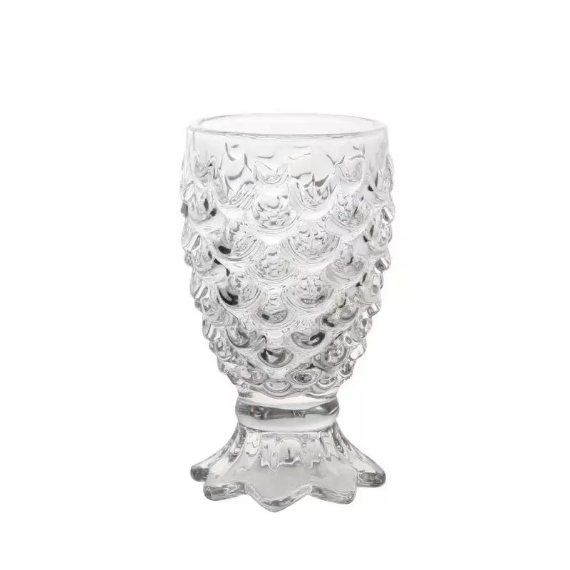 Machine Made Wholesale Cheap Fishtail Shape Beer Glass Cups for Tea and Coffee Ice Cream Cup Glass Pink Glass Cup