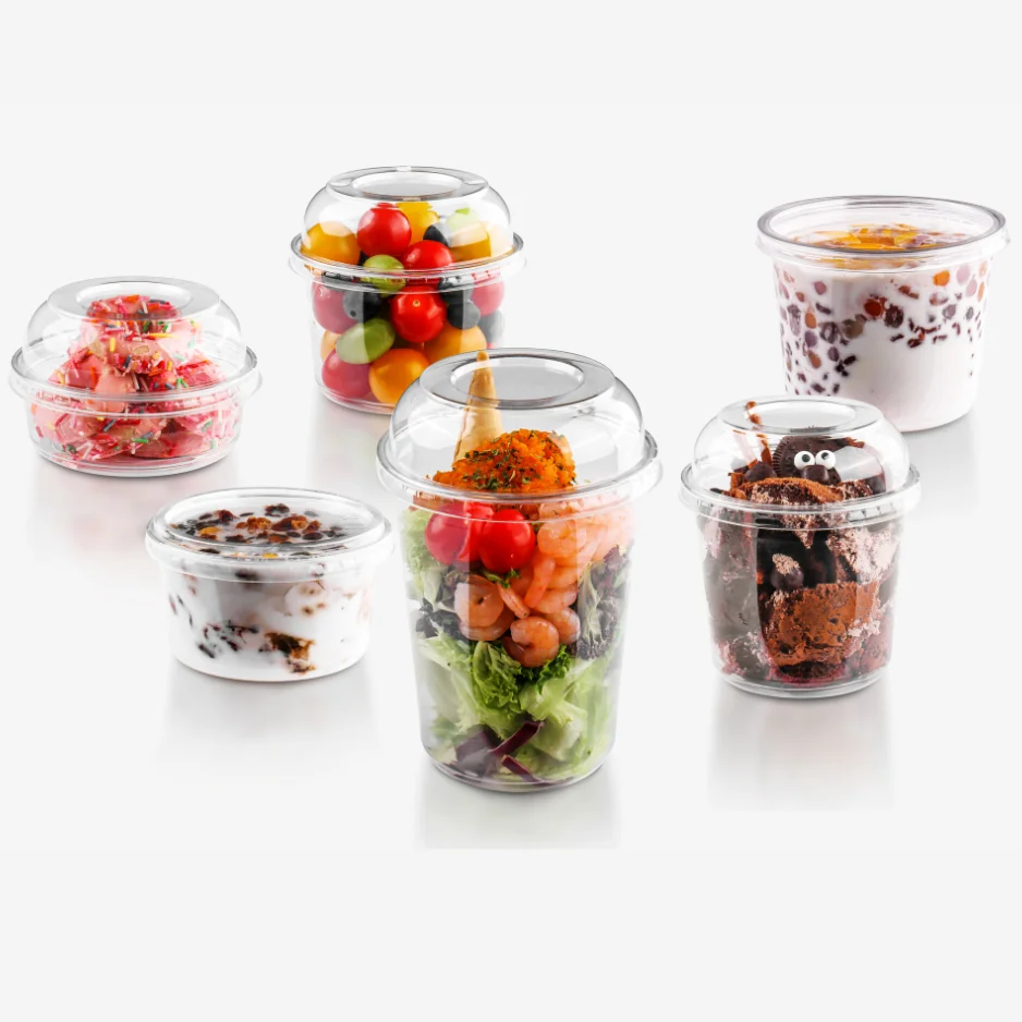 Customized Logo Printing Disposable 812 16 24 32 oz  U Shaped Clear Plastic PET  Smoothie Cups with Lids