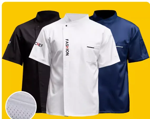 short sleeve chef uniform jacket cooking coats white chef uniform for hotel and restaurants