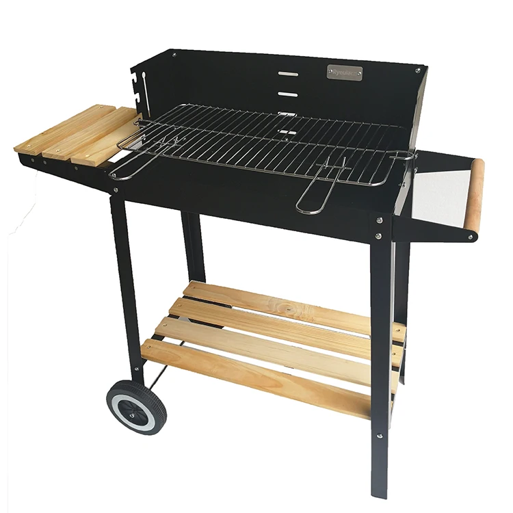 Стальная ветрозащитная прямоугольная стойка для барбекю Простая Регулируемая по высоте вращающаяся гриля угля с боковым