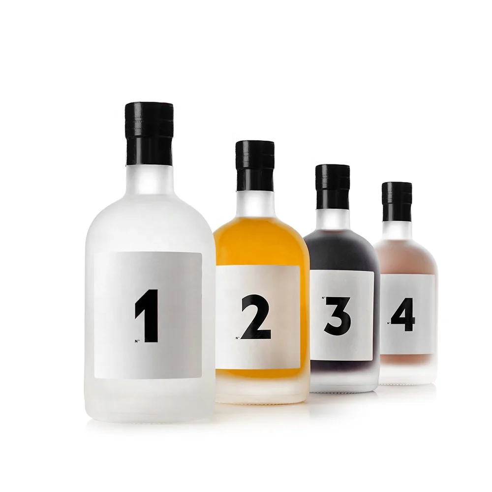 Luxury Empty Packing 750 ml Frosted Bulk Foreign Vodka Wine Bottle Clear Glass Tequila Wine Bottles 500 ml 75cl 750ml With Cork