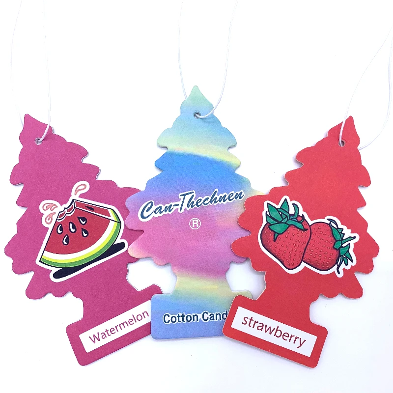 Fragrance Sublimation Accessories Black/Colorful Paper Clip Trees Logo 10*10/7*12cm Customized  Car Air Freshener