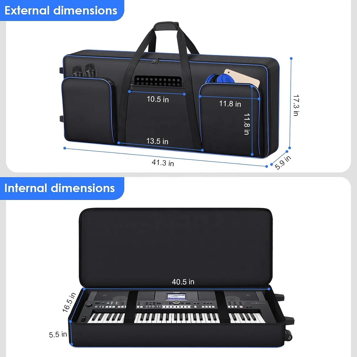 Durable Waterproof Electronic Piano Bags 10mm foam Padded Musical Instrument Padded Gig Bag