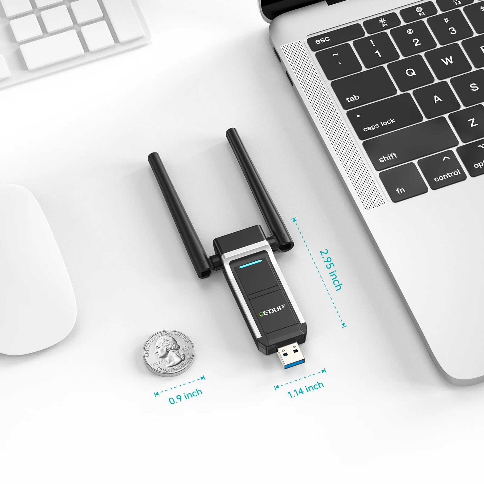 AX1800M USB WiFi 6 Adapter 802.11ax for PC, USB 3.0 WiFi Dongle Dual Band High Gain Dual Antennas Wireless Network Adapter