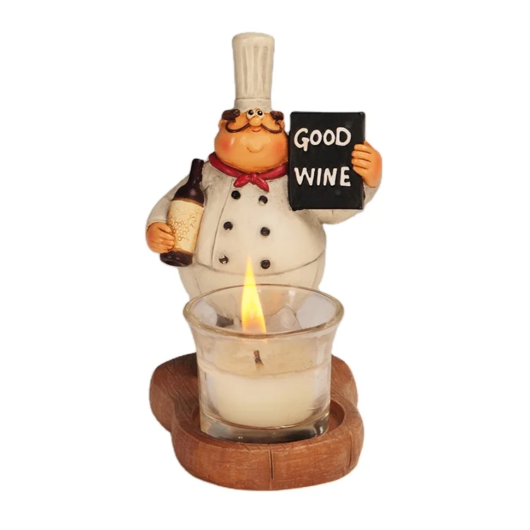 resin candlestick holder candle stick holders acrylic  resin chef statue table decorations