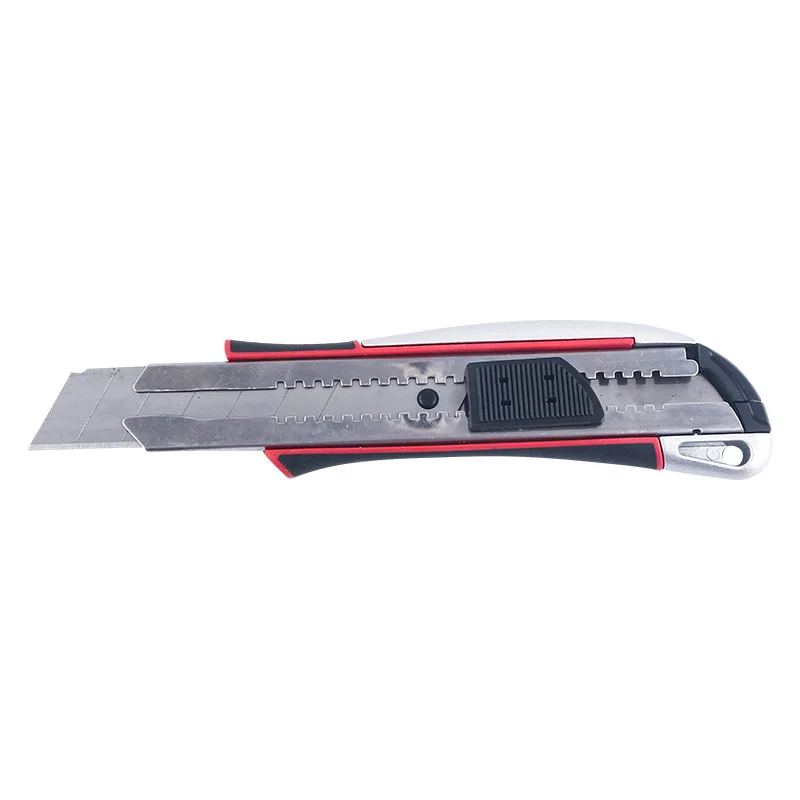 18MM Rubberized Wallpaper Knife   Outdoor Metal Heavy Duty Push Button Utility Knife
