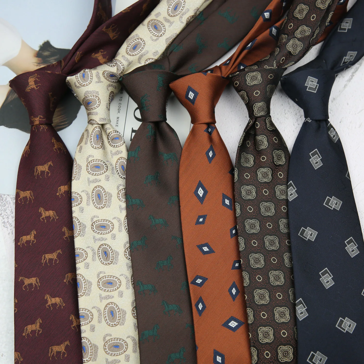 Wholesale Custom Hand Make Necktie Korean Retro Hong Kong Style Floral Casual Neck Ties For Men Silk Ties