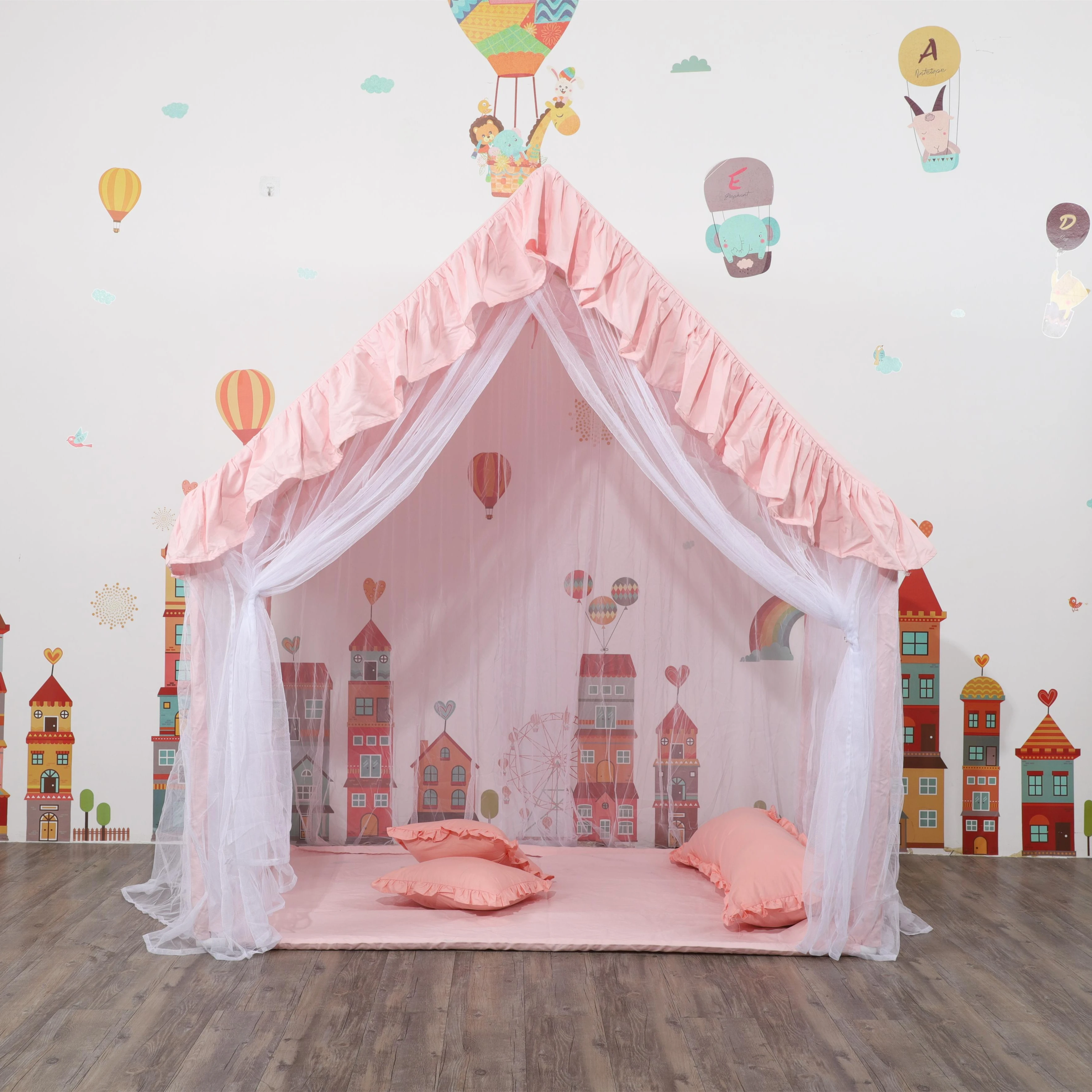 High Quality Knitted Canvas Princess Tent for Kids Mosquito Net with Polyester Filling Foldable for Outdoor Play House