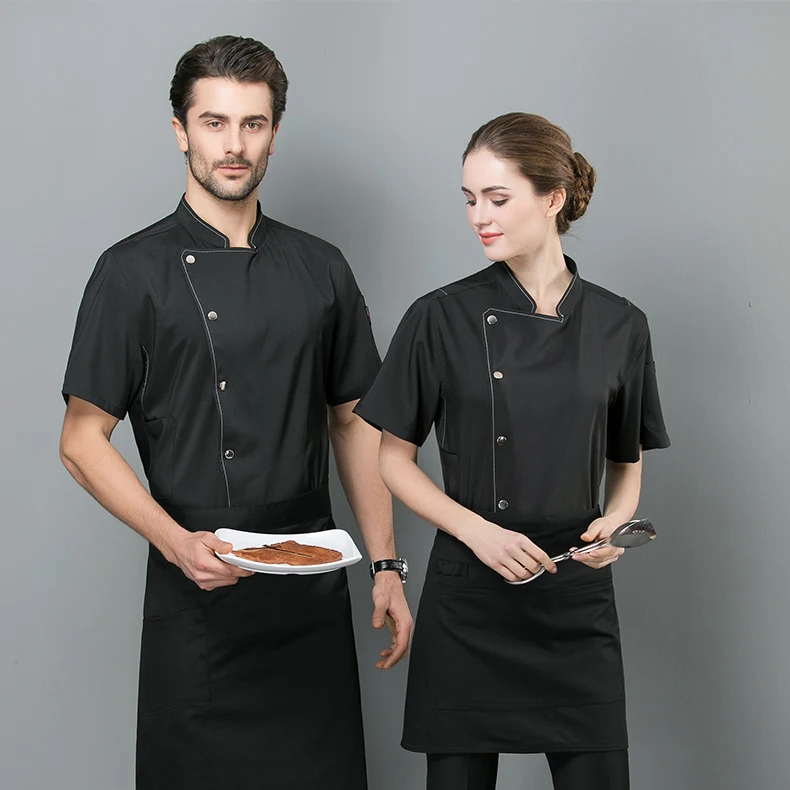 2022 New Listing 65%Polyester 35%Cotton Bartender Chef Coat Jacket Chef Uniform Restaurant Coat Coffee Shop