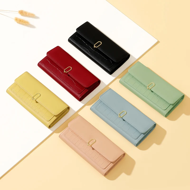 TAOMICMIC High Appearance Level Large Capacity Simple South Korea Long PU Wallet Multi-function Mobile Phone Folding Ladies