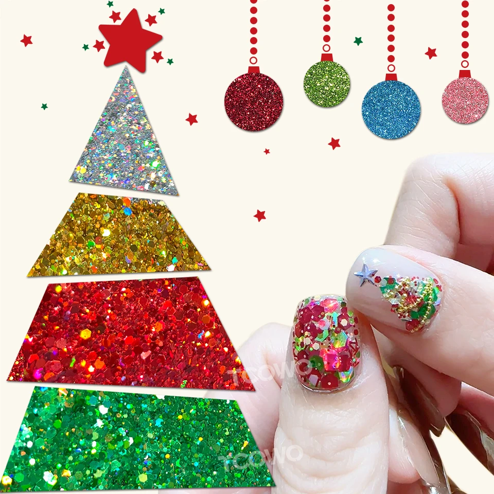 Bright Colorful Holographic Mix Chunky Body Glitter Bulk Wholesale Christmas Fine and Chunky Glitter Powder in Shaker