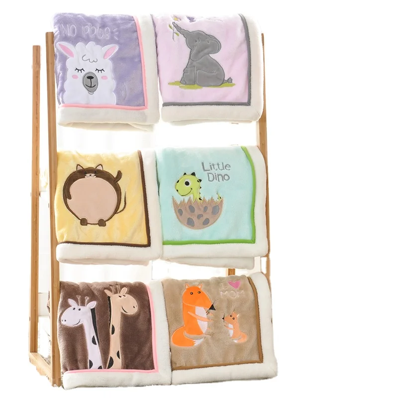 Wholesale 100 Polyester Super Soft Plain Custom Embroidery Cheap baby Flannel Fleece Blanket