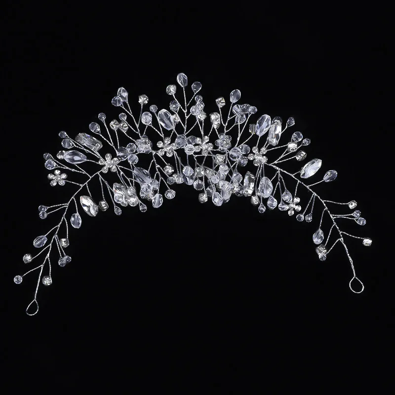 Bride Crown Princess Austrian Crystal Wedding Hair Girl Tiara Crown Bride Flower Comb Ball Veil Headband