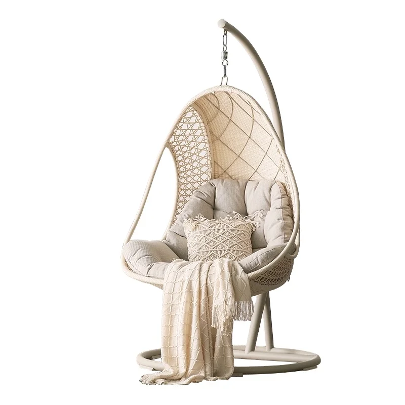 Luxury Cushions Hammock Egg Swing Chair Stand Outdoor Patio Hanging Rattan Garden Swing Chair