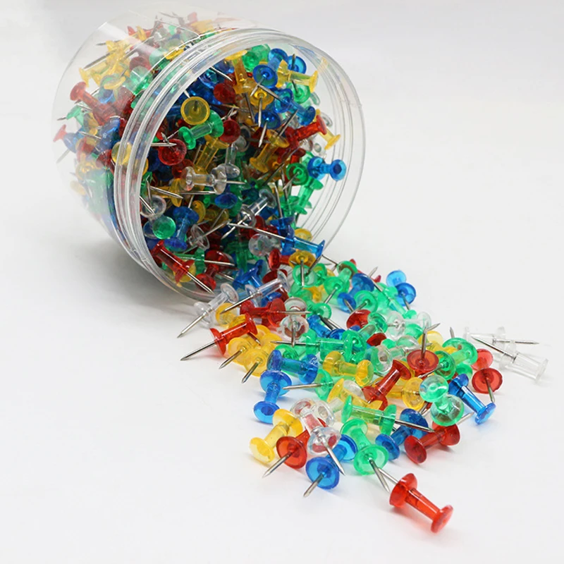 400pcs Canister Transparent Color Rose Gold Silver Pushpins Office Cork Board Fixed Pins
