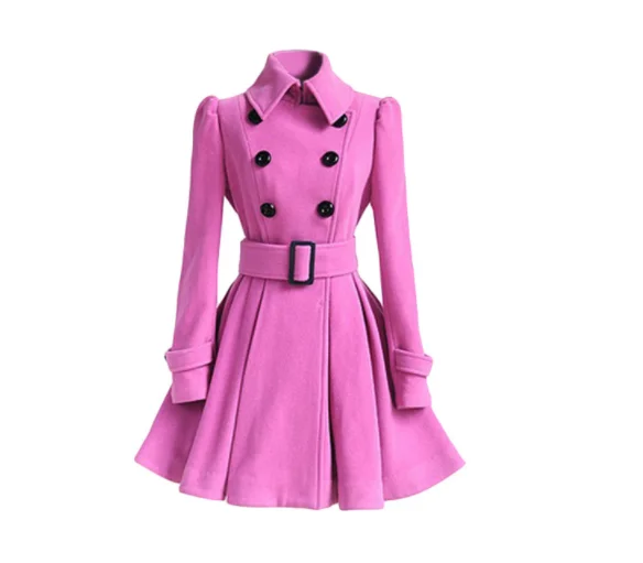 New design warm long double breasted winter coat for women