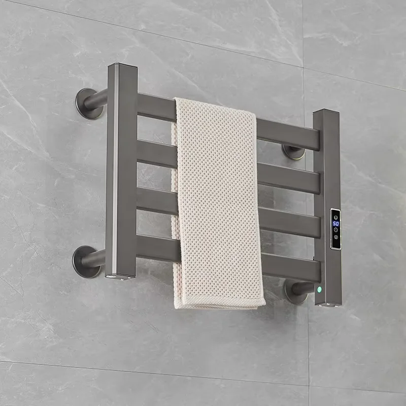 High Quality Aluminum Adjustable Temperature Non-Punch Wall Mounted Electric Heated Towel Dryer Electric Towel Rack