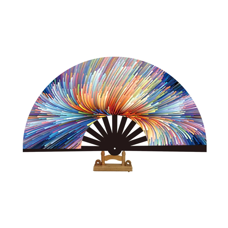 33cm plastic ribs kungfu hand fan clack large rave fan Nightclub dance folding hand fan