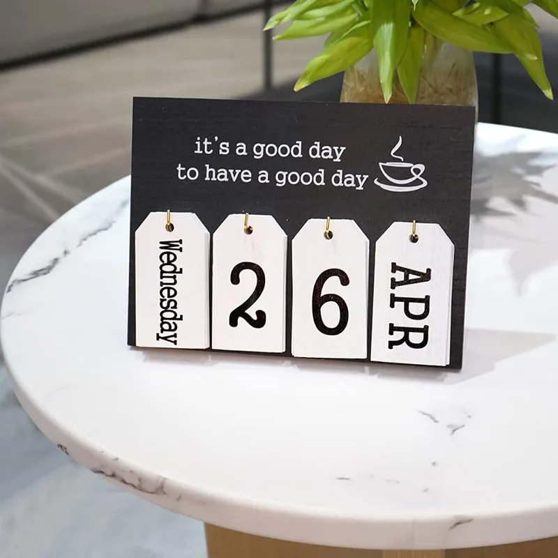 High Quality Selected Wood Perpetual Calendar Flip Wooden Calendar Blocks Vintage Wood Block Calendar
