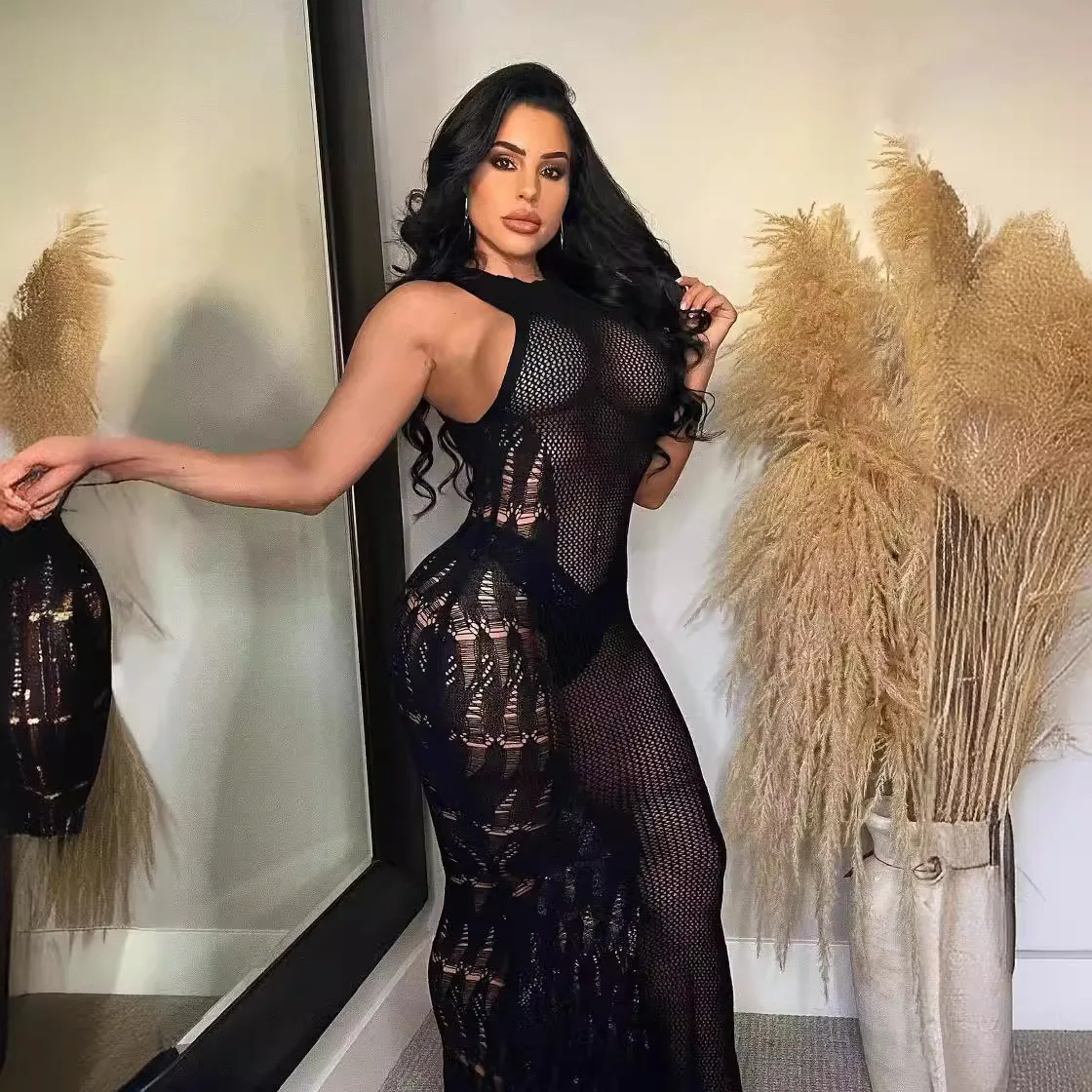 Fashionable Elegant O Neck Printed Long Sleeve Casual Midi Dresses Women