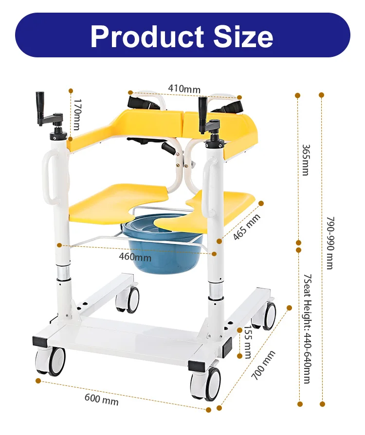 Home Care Handicap Elderly Patient Mover Disabled Transfer Lift Chair Commode Wheelchair From Bed to Car Seat