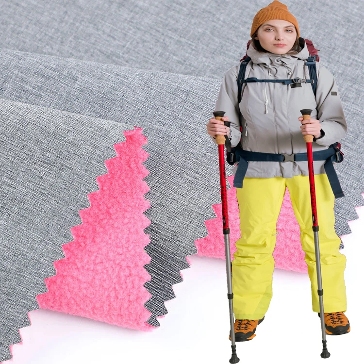 Waterproof Polyester TPU Bonded Fleece Fabric For Softshell Jacket