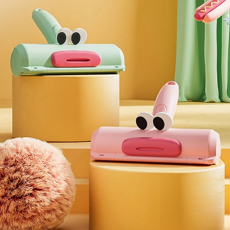 Cartoon Pet Adhesive Hair Removal Electrostatic Brush for Small Animal Carpet & Sofa Roller Cleaning