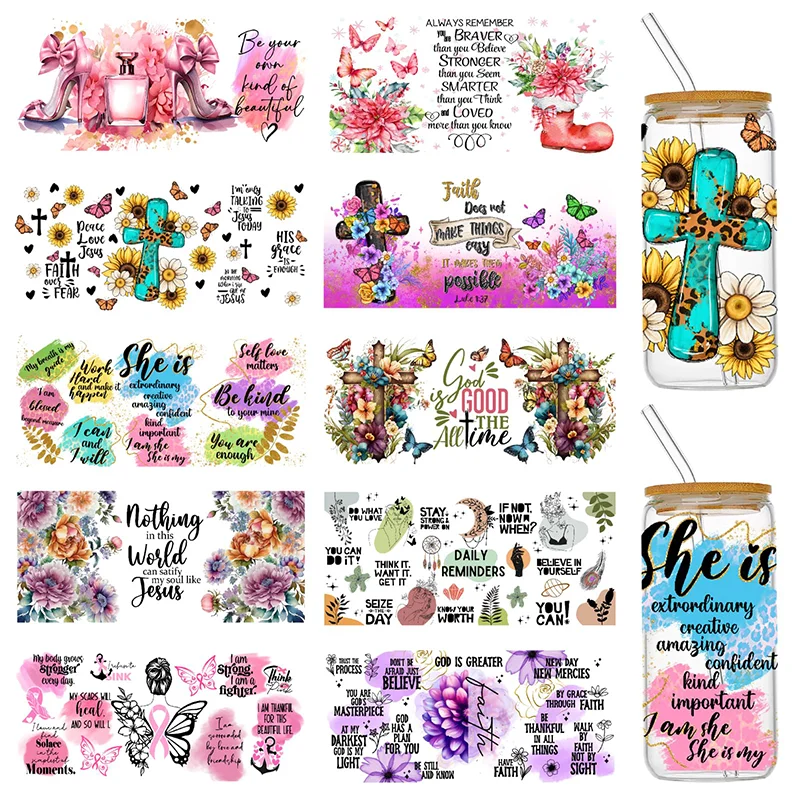 Custom Wholesale 16oz 20oz 24oz Uvdtf/Uv Dtf Cup Wrap Ready To Ship Libby Decals For Glass Cups Anime Transfer Sticker Printing
