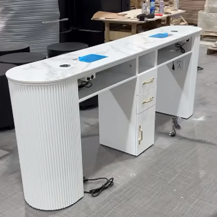 Modern nail manicure table salon furniture double nail bar desk hot sale in USA