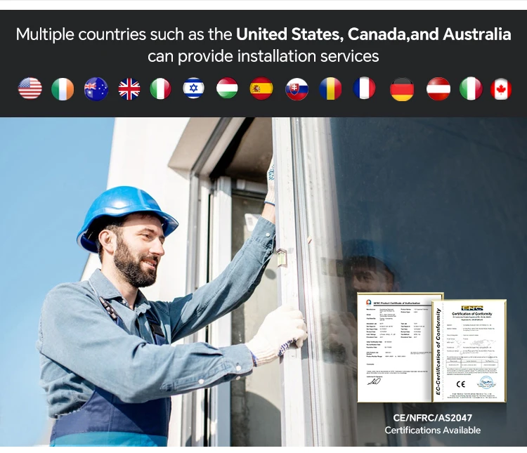 DERCHI AS2047 NFRC Thermal Break Aluminum Hurricane Proof Impact 4 Tracks Large Double Glass Patio Aluminum Sliding Glass Door