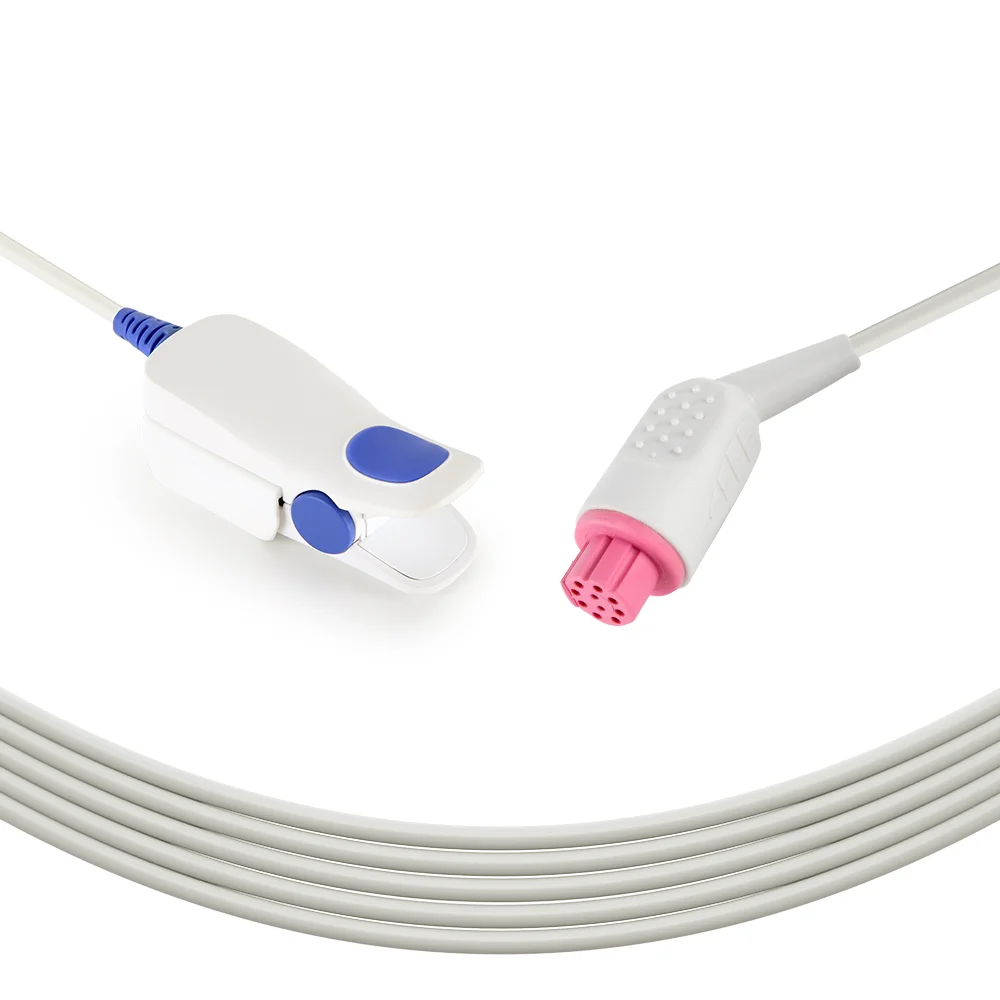 Compatible with Artema Diascope 1 Reusable SpO2 Sensor, Adult Round 8 Pin SPO2 Probe Cable for Draegger