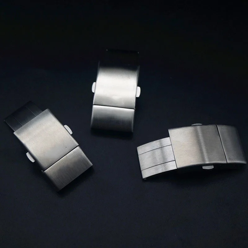 19mm Diver Watch Clasp Brushed Steel Folding Watch Buckle Deployment Clasp Push Button Clasp Watch Band Buckle Stainless Steel