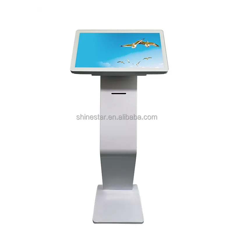 Alone standing 24 inch TFT LED capacitive touch screen POS kiosk self-service terminal with ticket printer and Android/Linux/Win