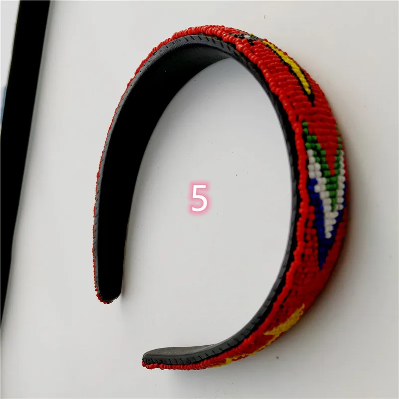 Beaded Padded Headband Colorful Beads Headbands African Hair Hoops Ethnic Hair Accessories for Women and Girls