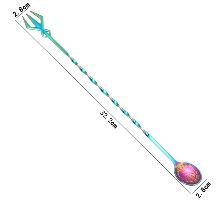 Custom Stainless Steel Cutlery Set Creative Bar Cocktail Stirring Spoon Swizzle Stick Long Mixing Spoons