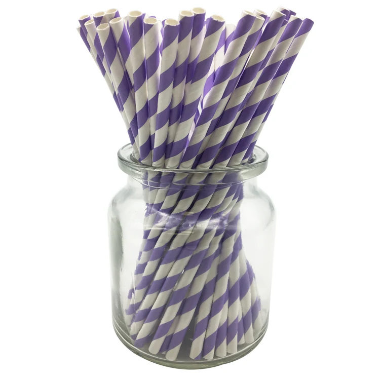 Biodegradable Paper Straws Stripe Drinking Straw for Celebration Parties and Arts Crafts Projects